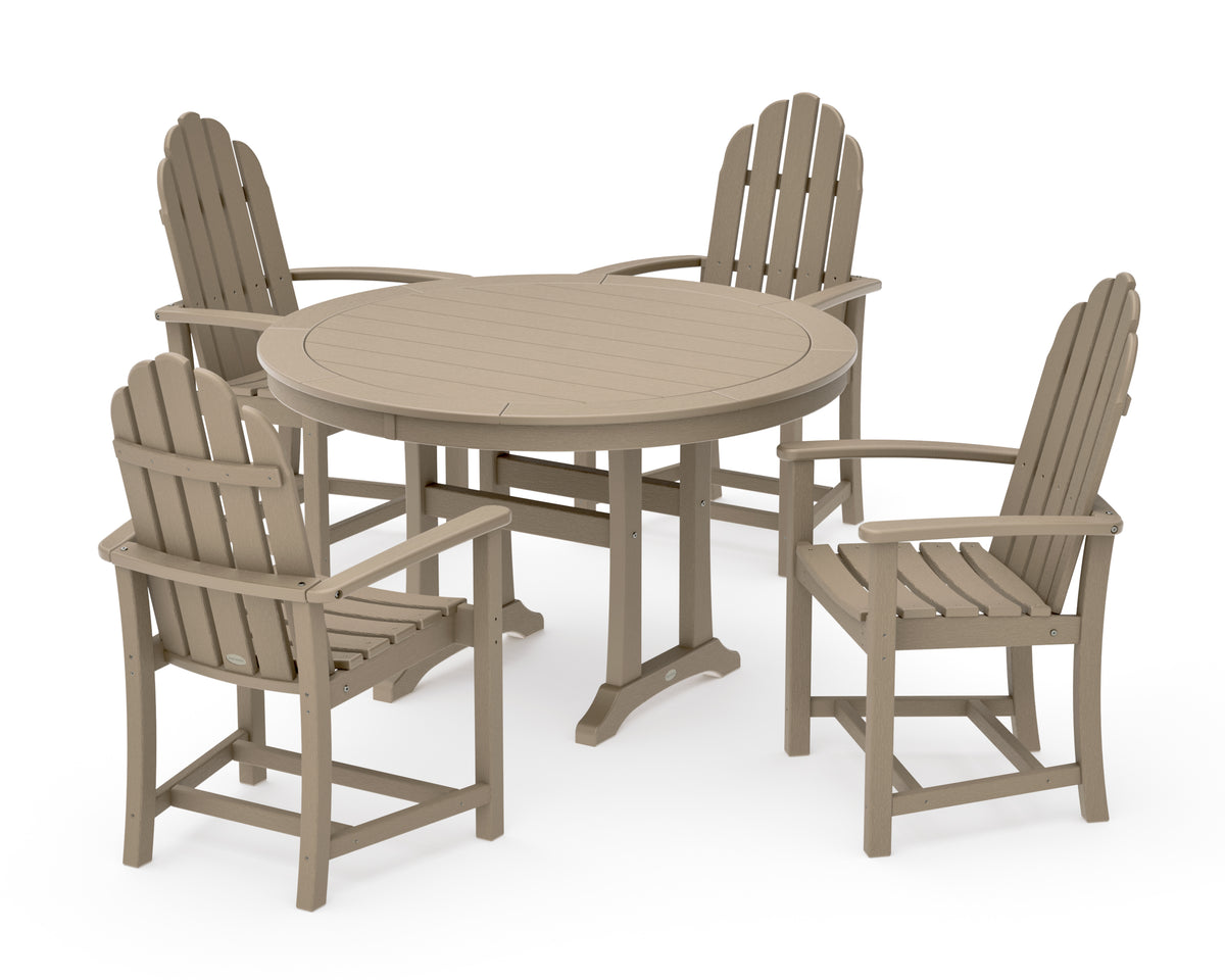 POLYWOOD Classic Adirondack 5-Piece Round Dining Set with Trestle Legs in Vintage Sahara