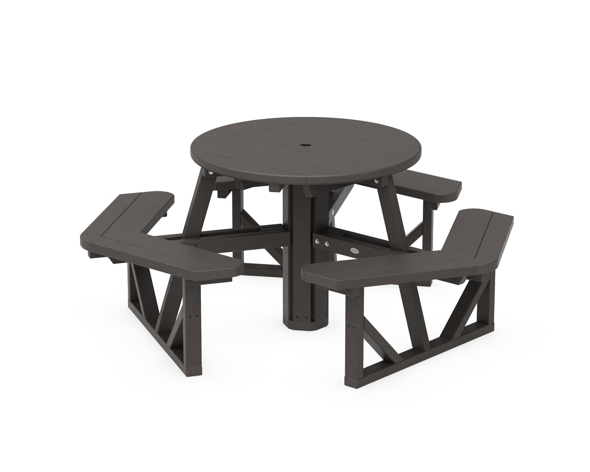 POLYWOOD Park 36" Round Picnic Table in Vintage Coffee