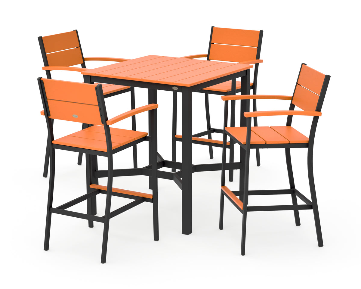 POLYWOOD Main Street 5-Piece Bar Set in Black / Tangerine