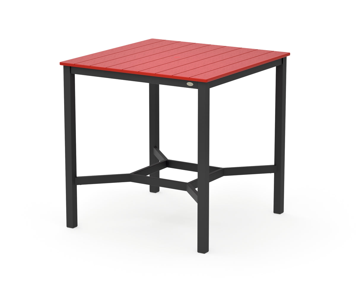POLYWOOD Main Street 42 x 42 Bar Table in Black / Sunset Red