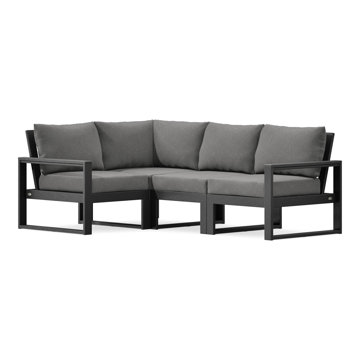 POLYWOOD EDGE 4-Piece Modular Deep Seating Set in Black