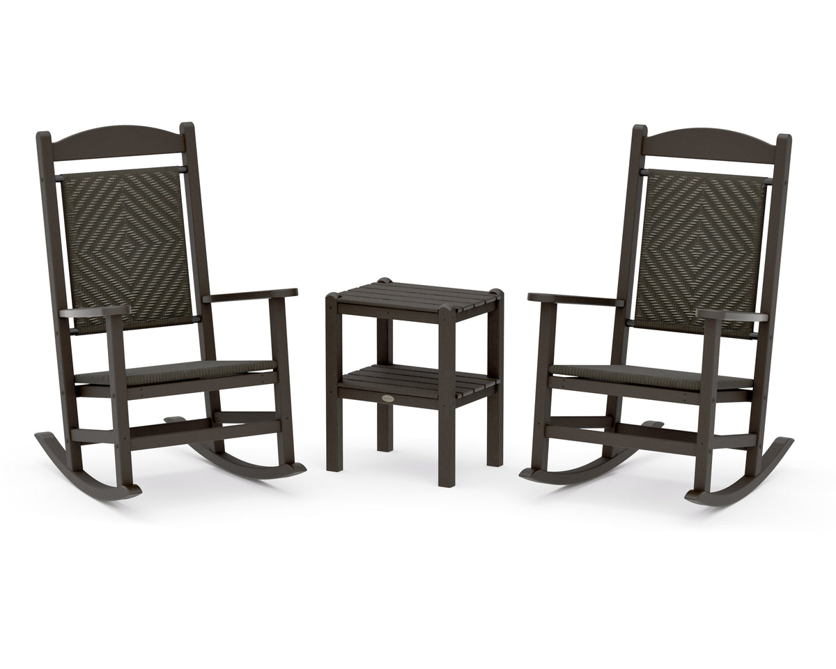 POLYWOOD Presidential Woven Rocker 3-Piece Set in Vintage Coffee / Cahaba