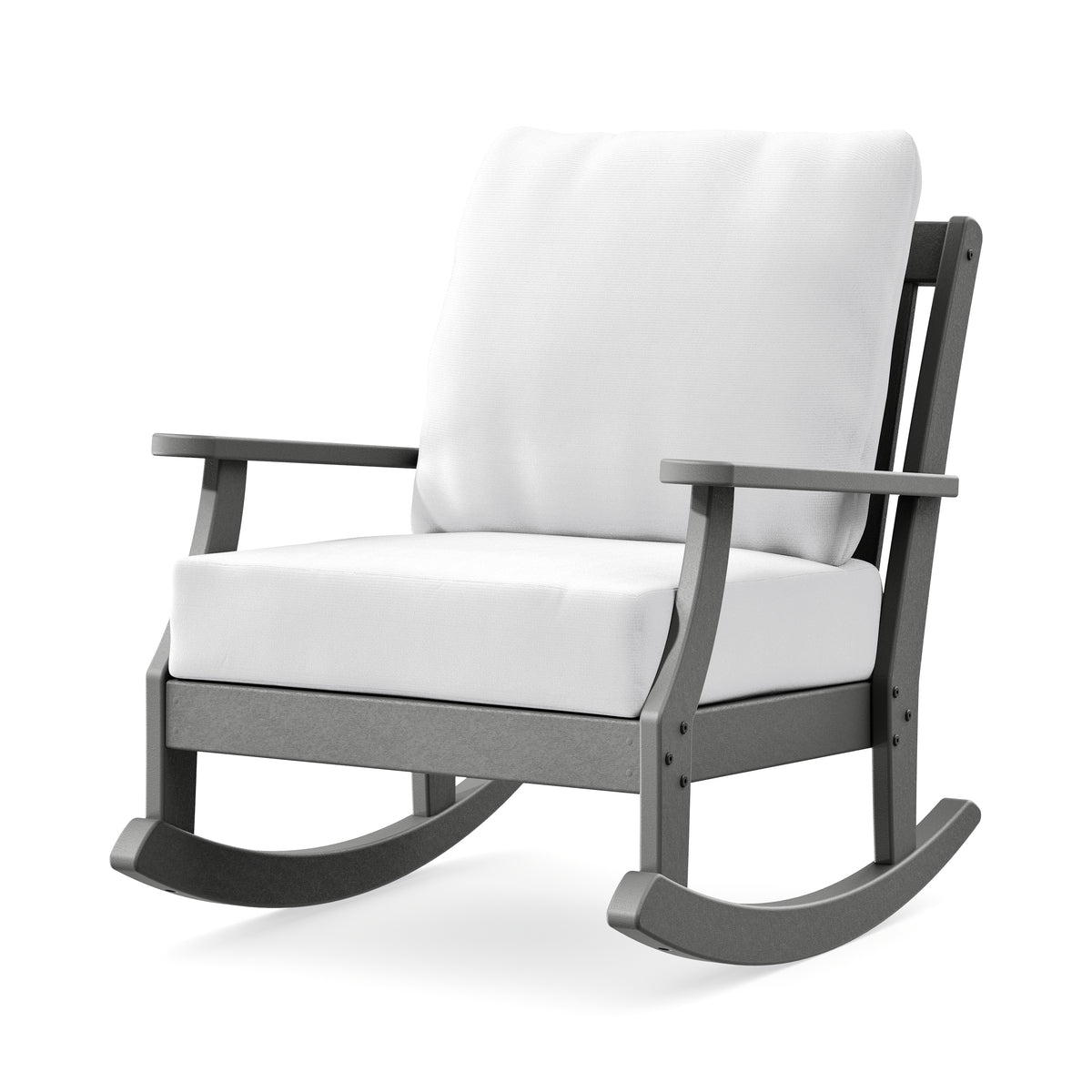 POLYWOOD Braxton Deep Seating Rocking Chair in Slate Grey / Natural