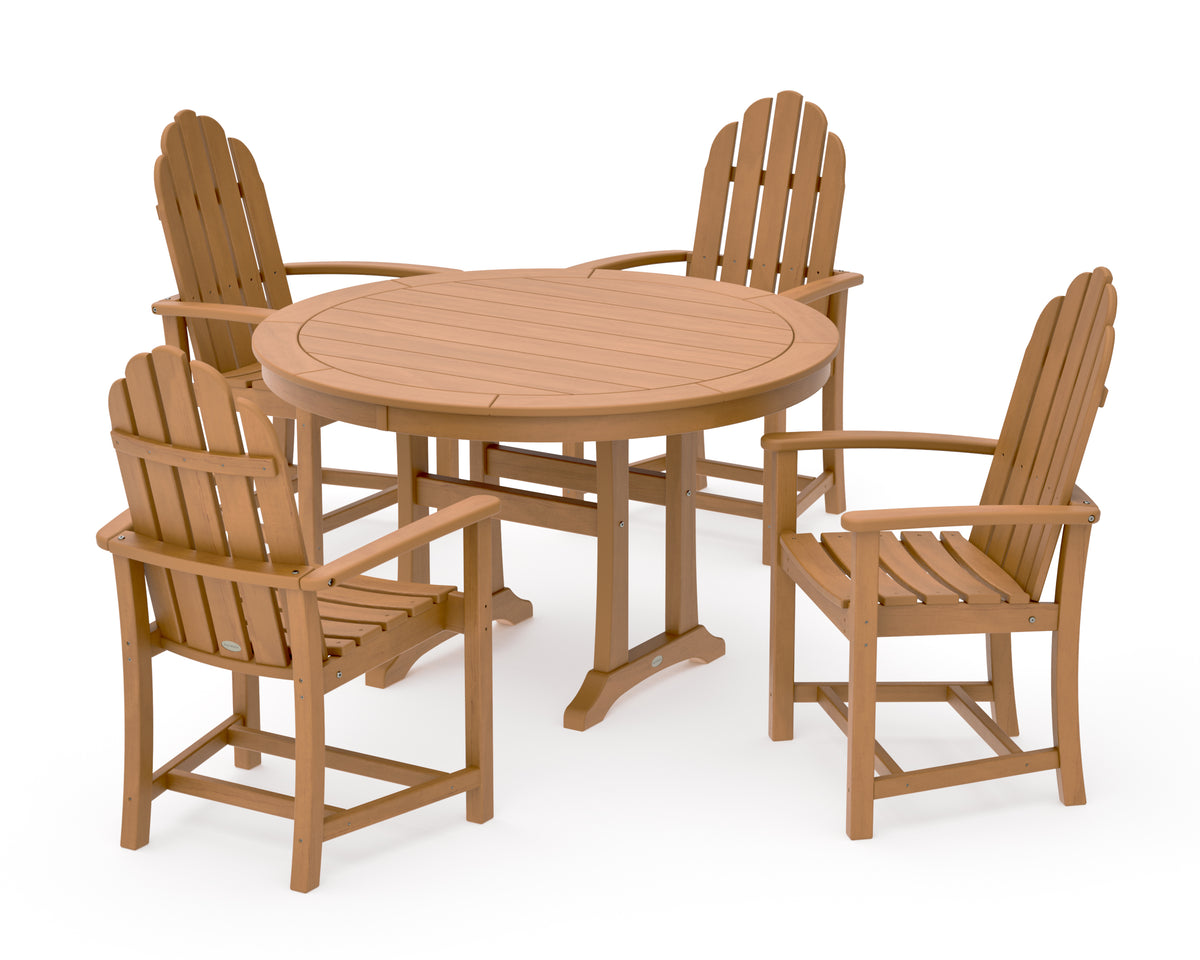 POLYWOOD Classic Adirondack 5-Piece Round Dining Set with Trestle Legs in Natural