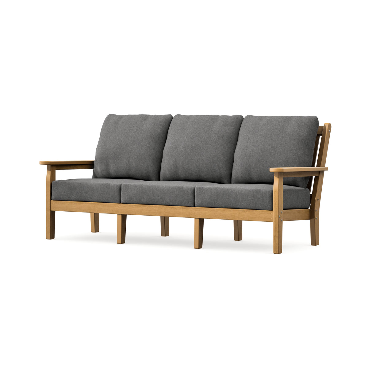 POLYWOOD Chippendale Deep Seating Sofa in Natural / Ash Charcoal
