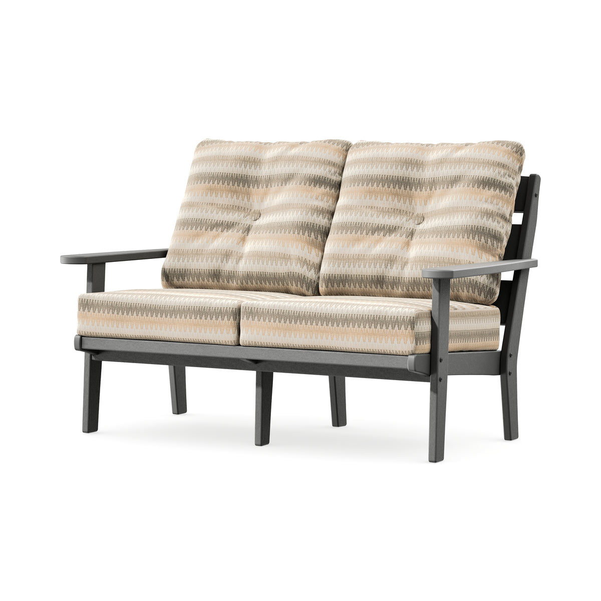 POLYWOOD Lakeside Deep Seating Loveseat in Slate Grey / Valley Dune