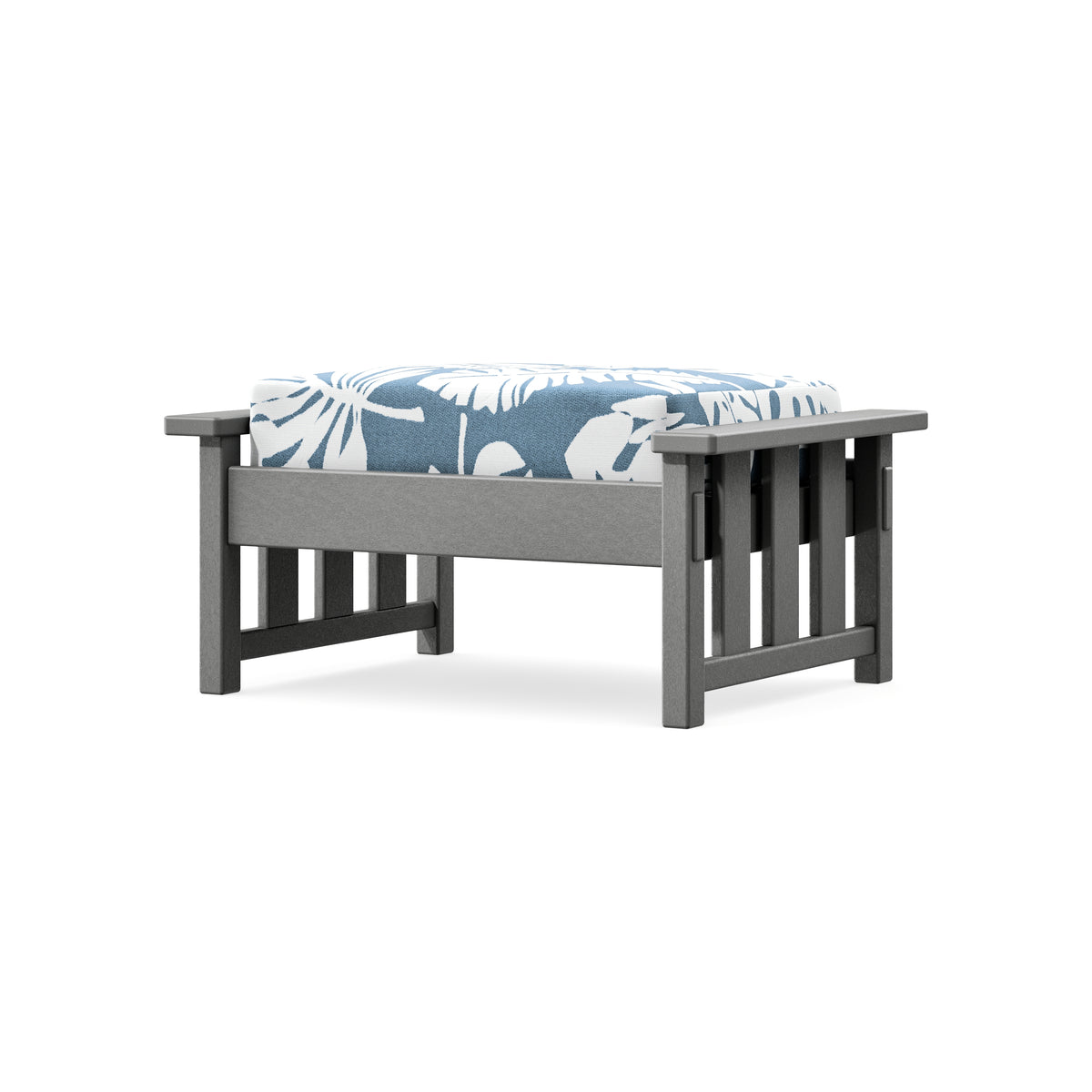 POLYWOOD Acadia Deep Seating Ottoman in Slate Grey / Leaf Sky Blue