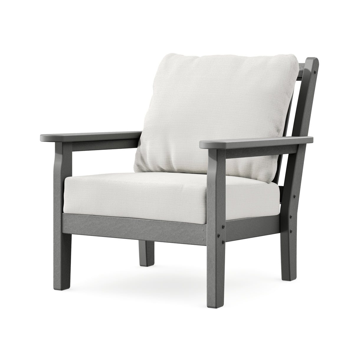 POLYWOOD Chippendale Deep Seating Chair in Slate Grey / Natural Linen