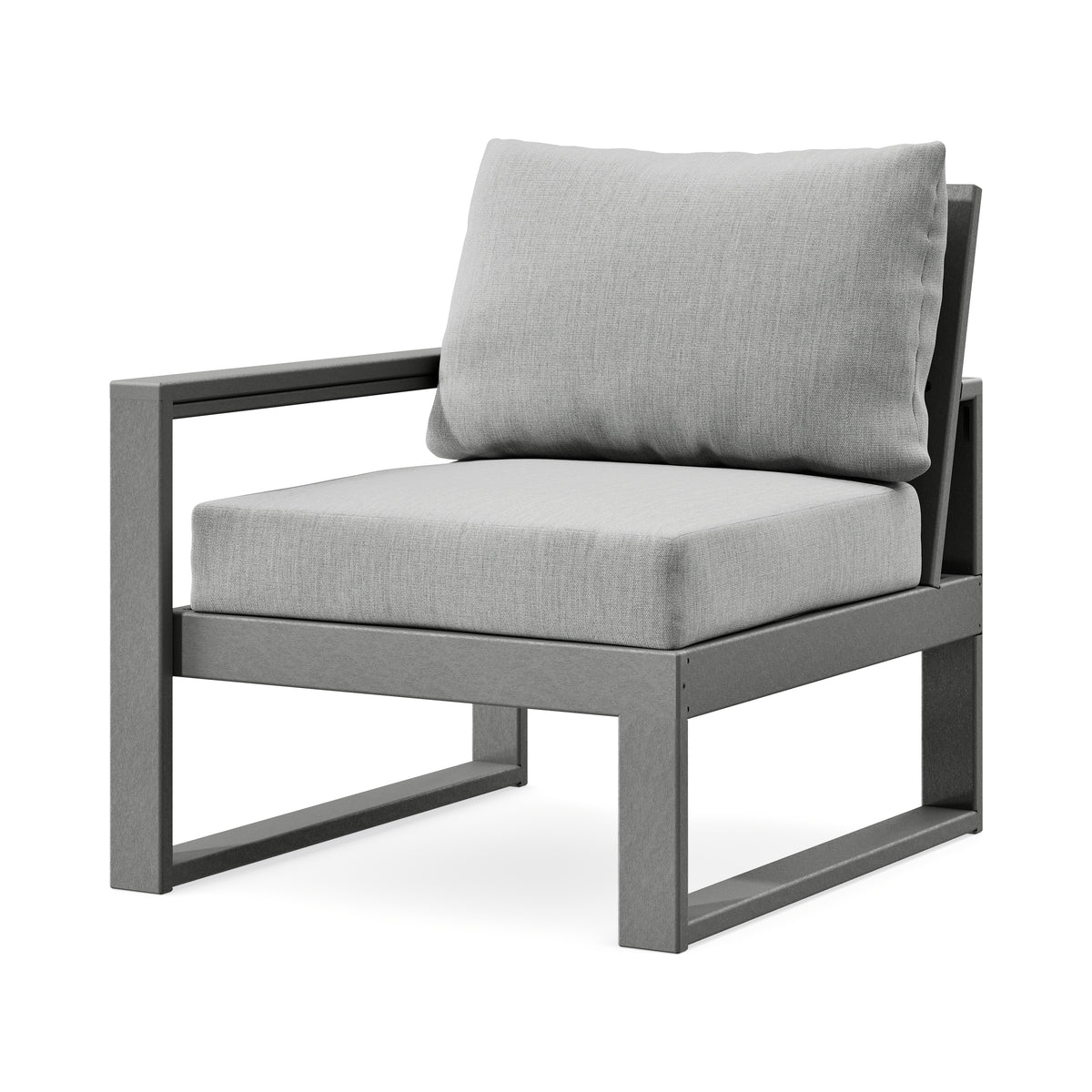 POLYWOOD EDGE Modular Left Arm Chair in Slate Grey / Granite