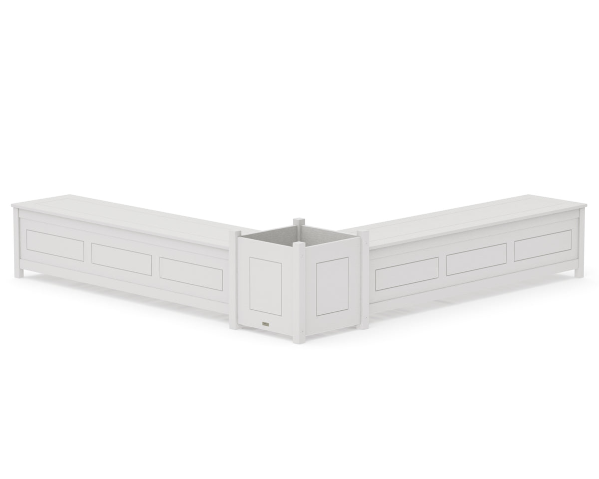 POLYWOOD 72" Country Living L-Shaped Planter Storage Bench Set - Large in Vintage White