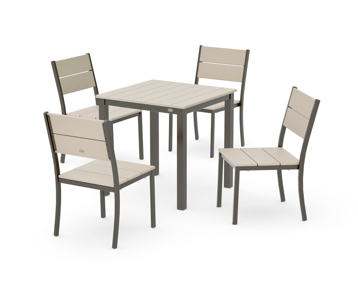 POLYWOOD Main Street 5-Piece Square Dining Set- Small in Bronze / Sand