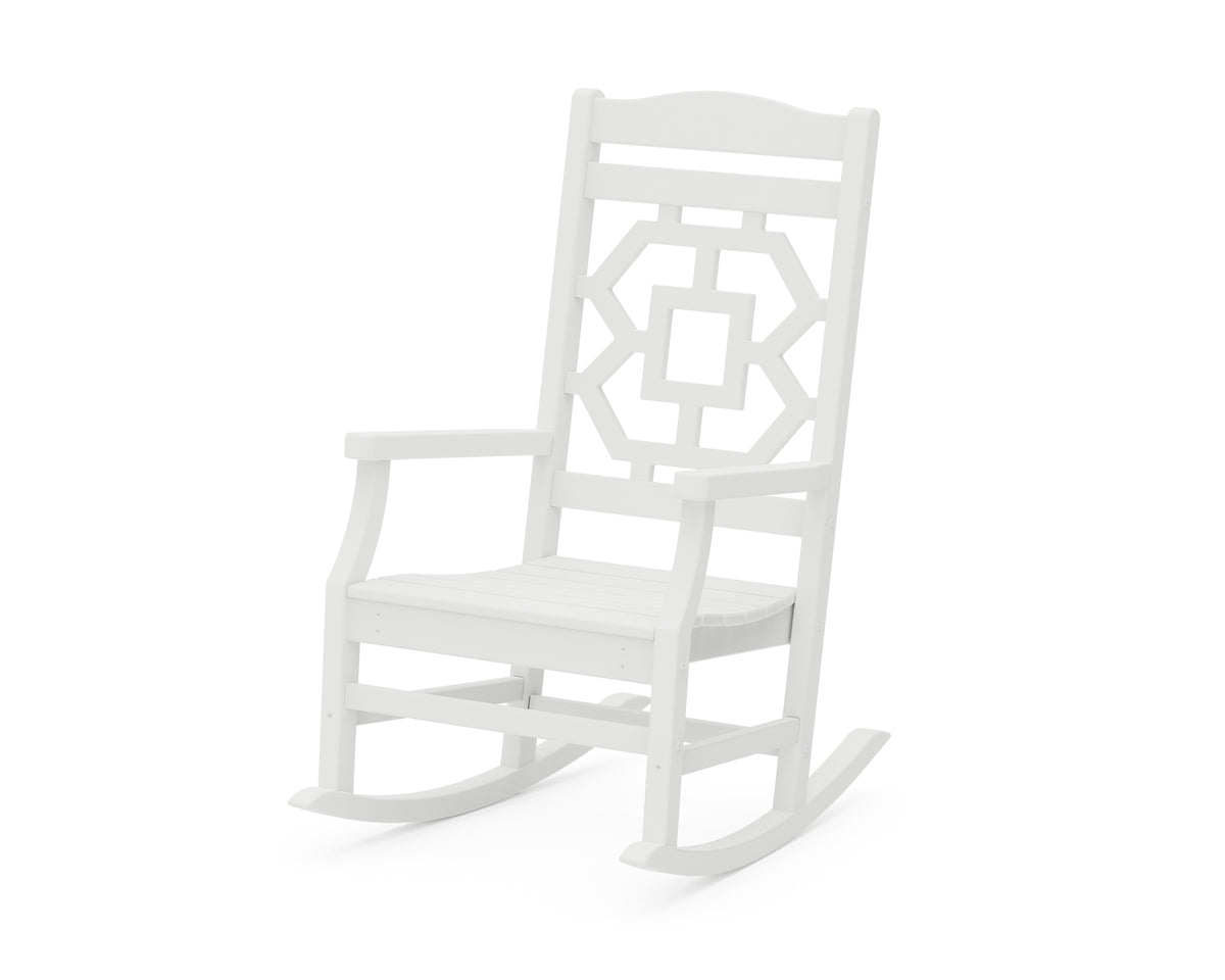 POLYWOOD Chinoiserie Rocking Chair in White