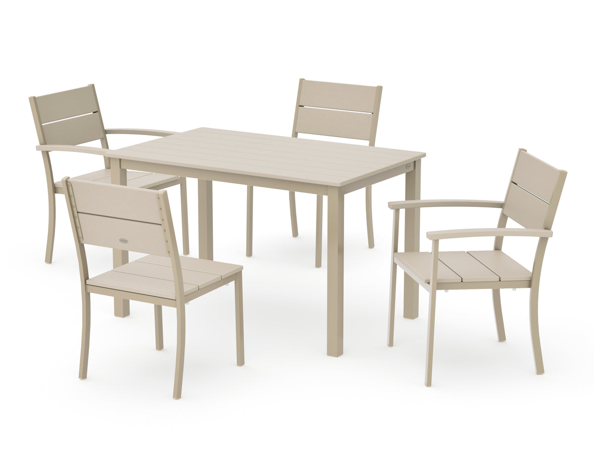 POLYWOOD Main Street 5-Piece Dining Set with Main Street 30 x 48 Dining Table in Sand / Sand