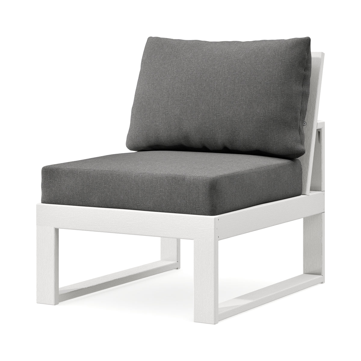 POLYWOOD Modular Armless Chair in Vintage White / Ash Charcoal