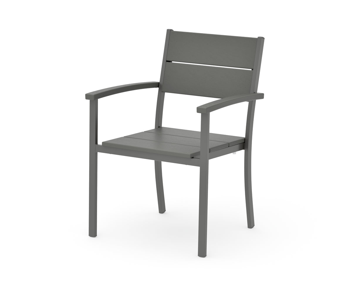POLYWOOD Main Street Stacking Dining Arm Chair in Charcoal / Slate Grey