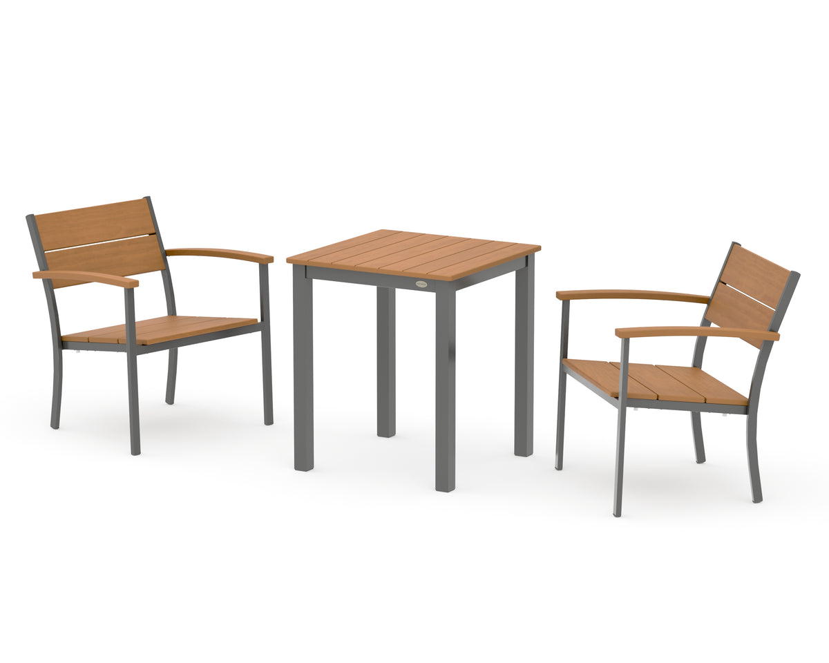 POLYWOOD Main Street 3-Piece Square Dining Set in Charcoal / Natural