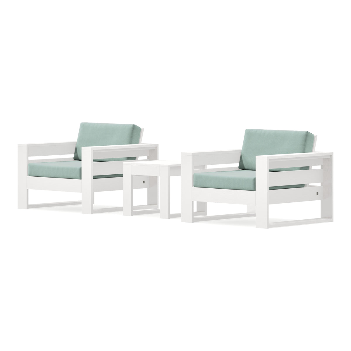 POLYWOOD PW Designer Series Latitude 3-Piece Lounge Chair Set in Vintage White / Spa