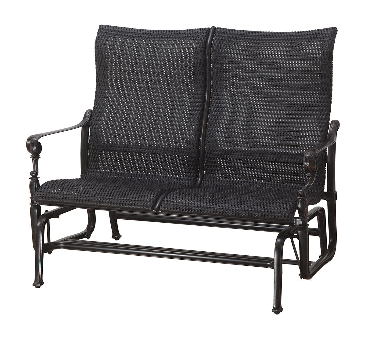Gensun Grand Terrace Woven High Back Loveseat Glider in Vintage