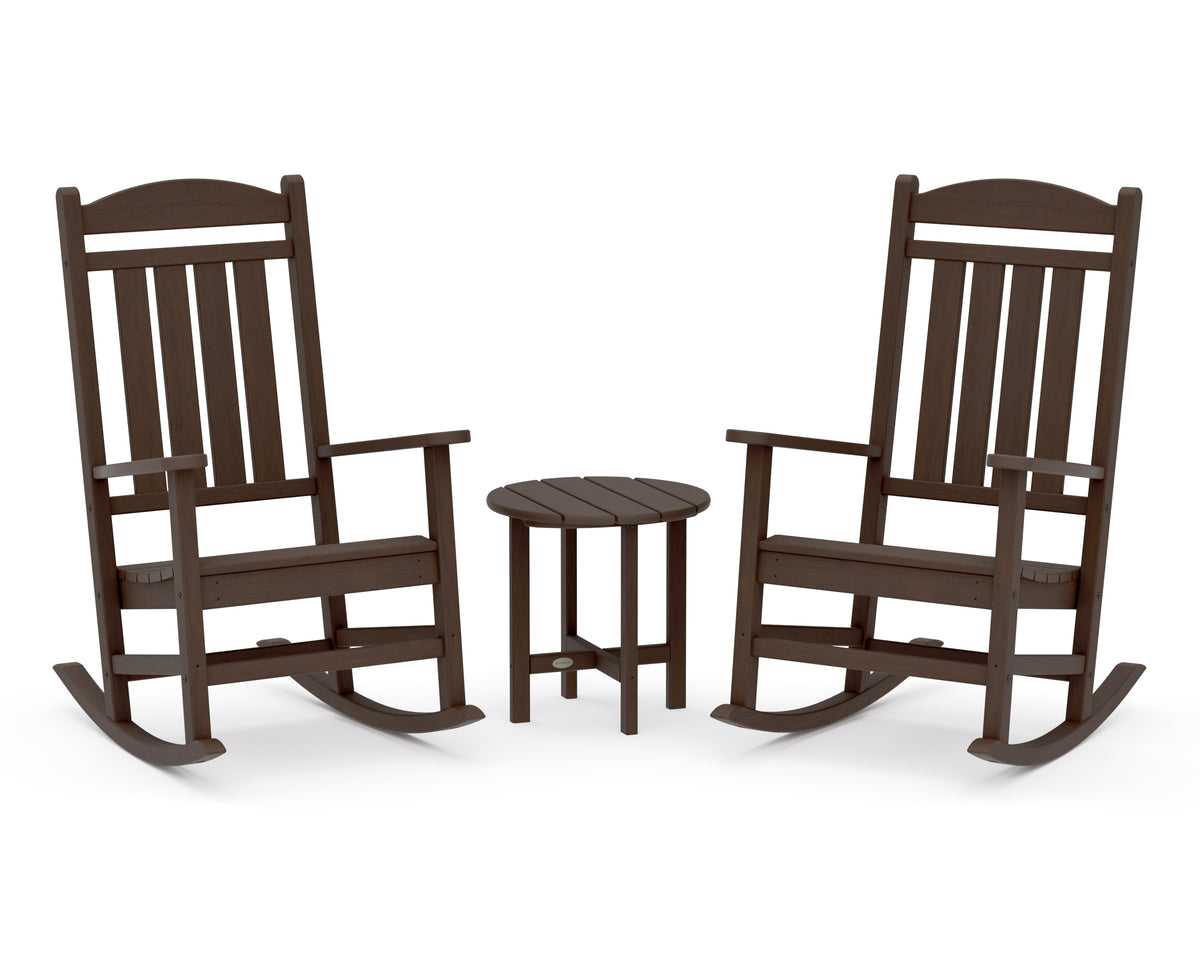 POLYWOOD Presidential 3-Piece Rocker Set with Round Side Table in Kona