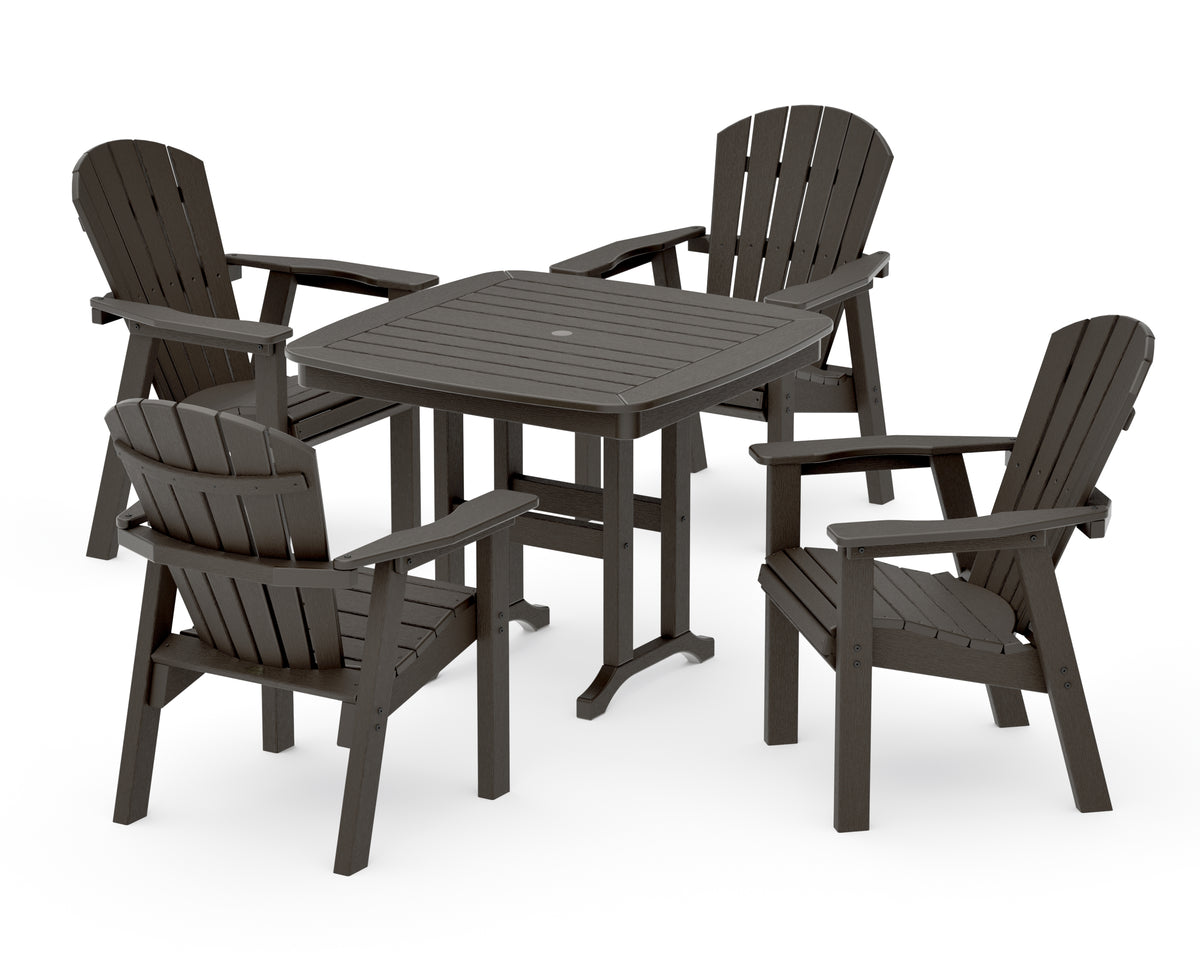 POLYWOOD Seashell 5-Piece Dining Set in Vintage Coffee