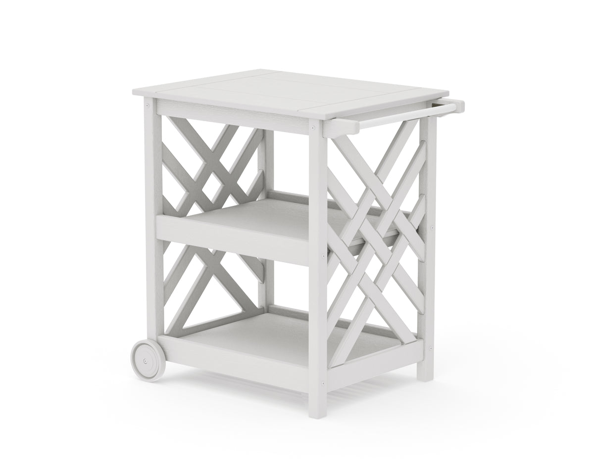 POLYWOOD Wovendale Bar Cart in Vintage White