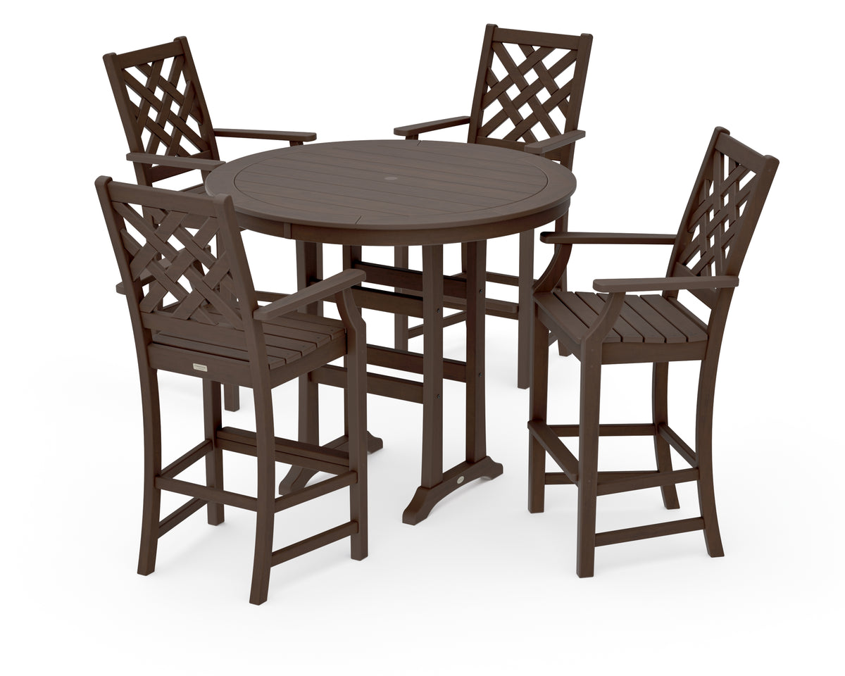 POLYWOOD Country Living Wovendale 5-Piece Round Bar Set in Kona