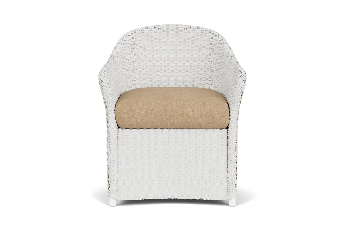 Lloyd Flanders Weekend Retreat Dining Set in Matte White with Hayden Sand fabric