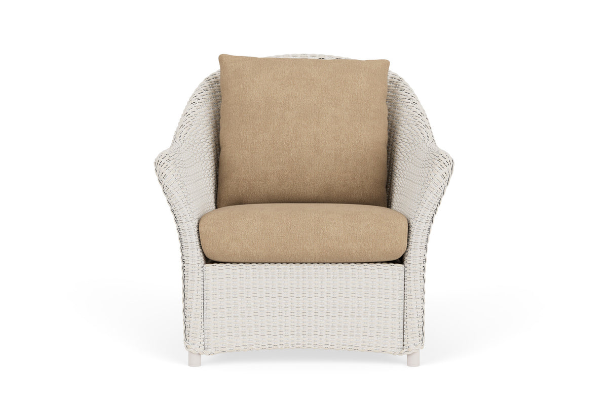 Lloyd Flanders Weekend Retreat Lounge Chair in Antique White with Hayden Sand fabric