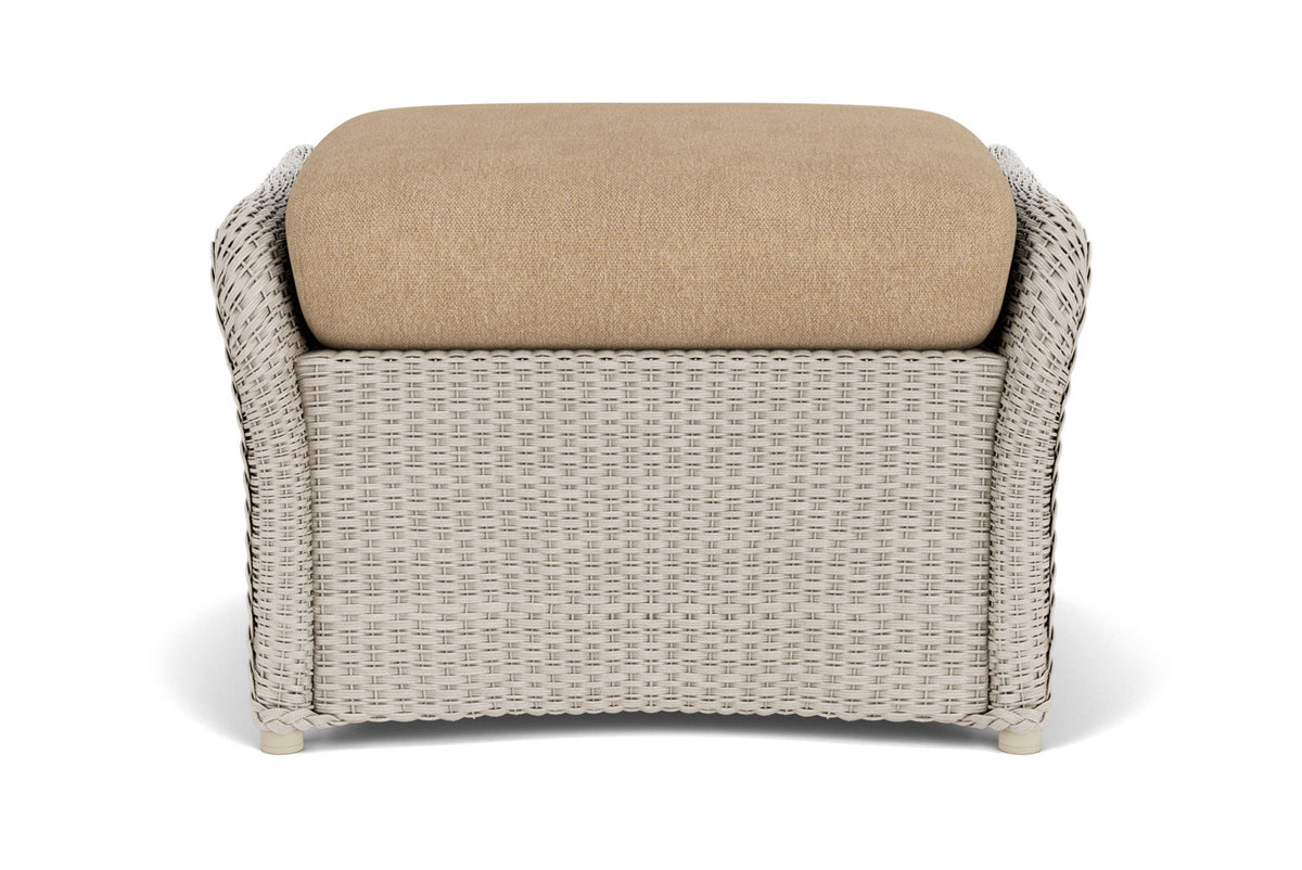 Lloyd Flanders Weekend Retreat Woven Ottoman in Linen with Hayden Sand fabric
