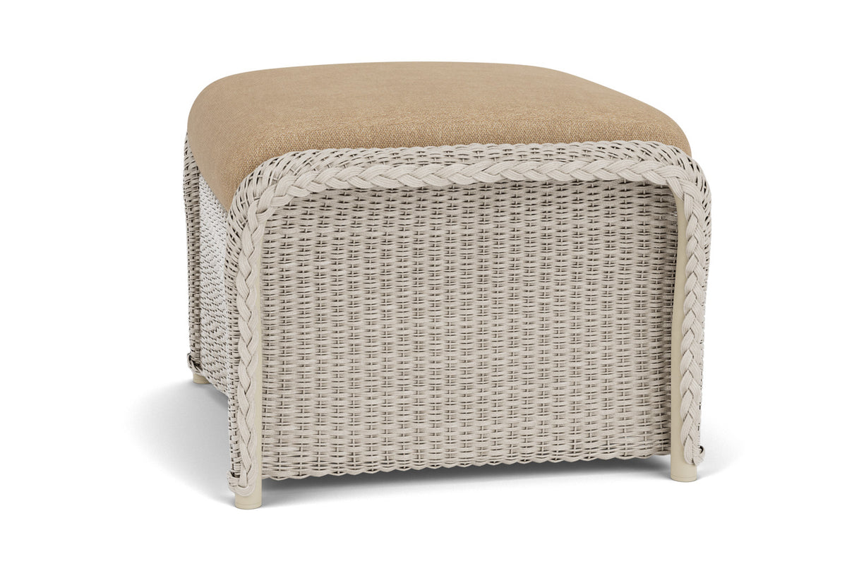 Lloyd Flanders Weekend Retreat Woven Ottoman in Linen with Hayden Sand fabric, view 5