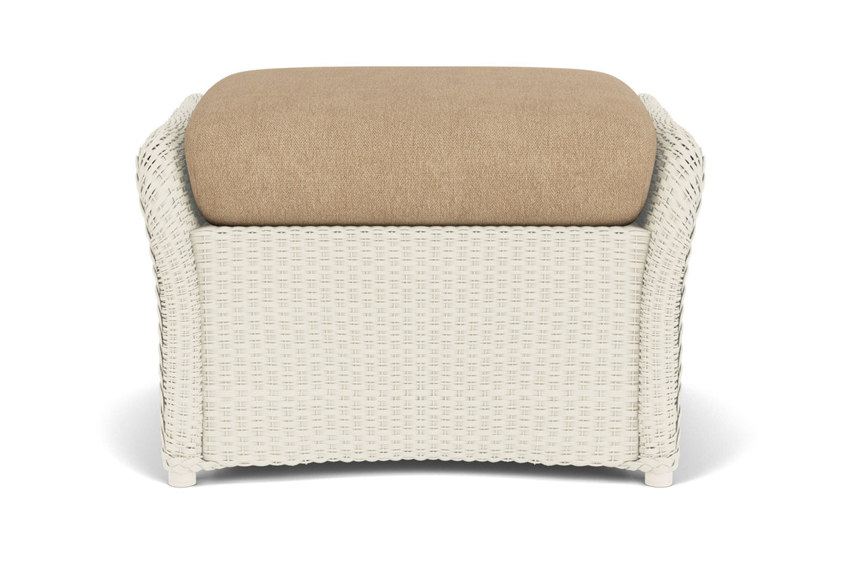 Lloyd Flanders Weekend Retreat Woven Ottoman in Ivory with Hayden Sand fabric