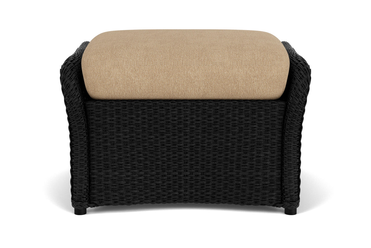 Lloyd Flanders Weekend Retreat Woven Ottoman in Ebony with Hayden Sand fabric