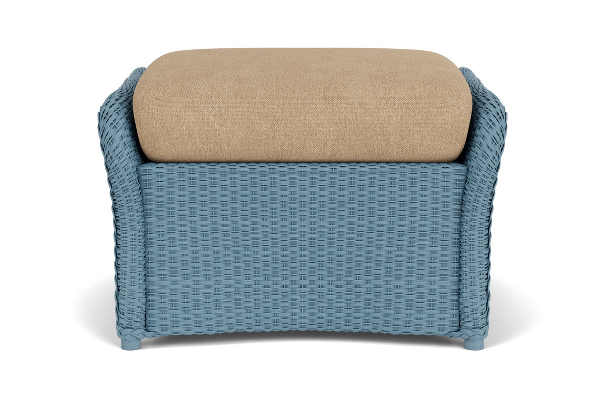 Lloyd Flanders Weekend Retreat Woven Ottoman in Stillwater with Hayden Sand fabric
