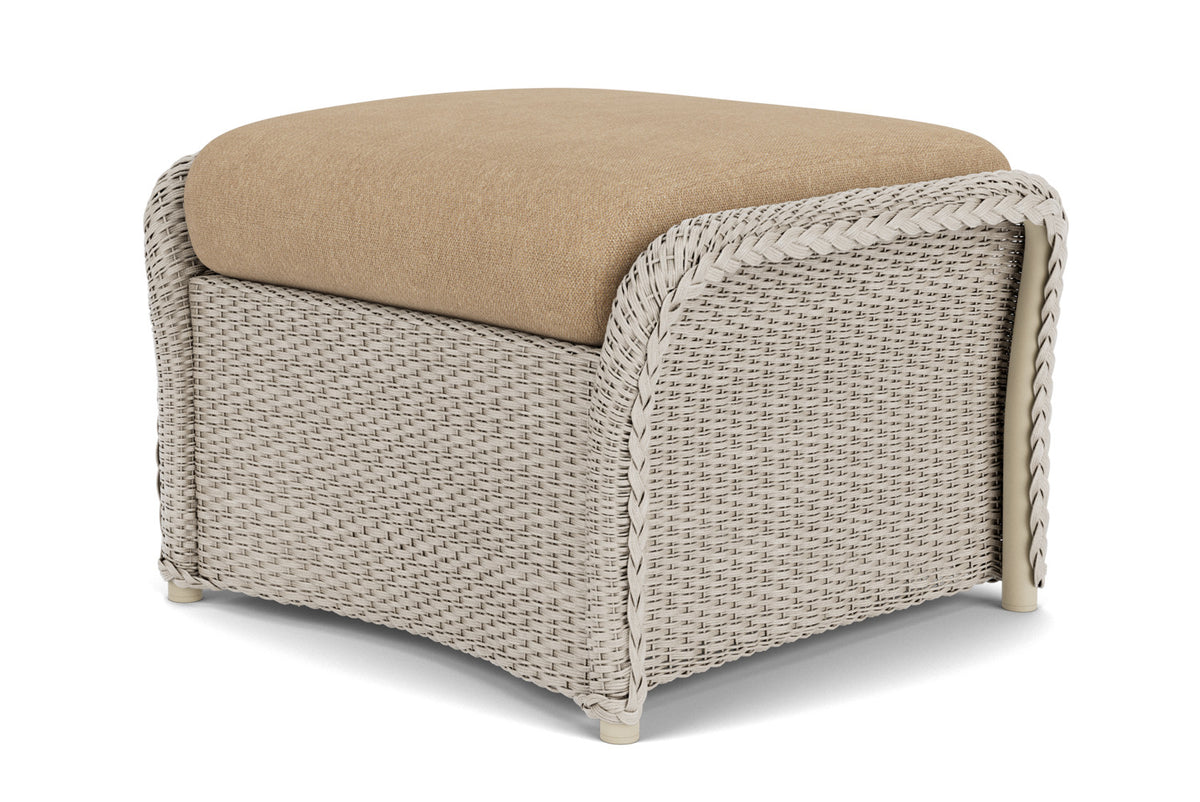 Lloyd Flanders Weekend Retreat Woven Ottoman in Linen with Hayden Sand fabric, view 6
