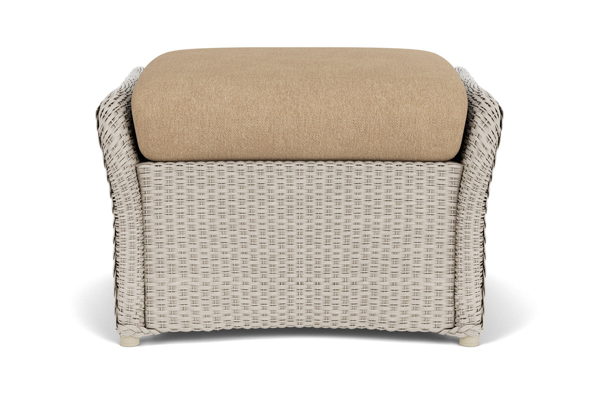 Lloyd Flanders Weekend Retreat Woven Ottoman in Linen with Hayden Sand fabric, view 7