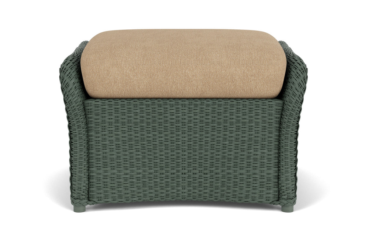 Lloyd Flanders Weekend Retreat Woven Ottoman in Spruce with Hayden Sand fabric
