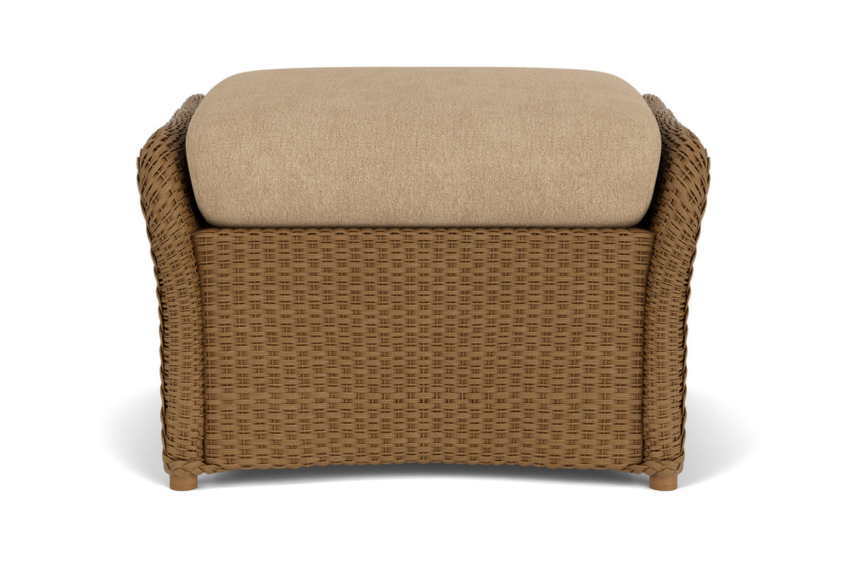 Lloyd Flanders Weekend Retreat Woven Ottoman in Hickory with Hayden Sand fabric