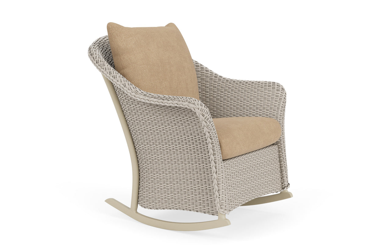 Lloyd Flanders Weekend Retreat Lounge Rocker in Linen with Hayden Sand fabric, view 3