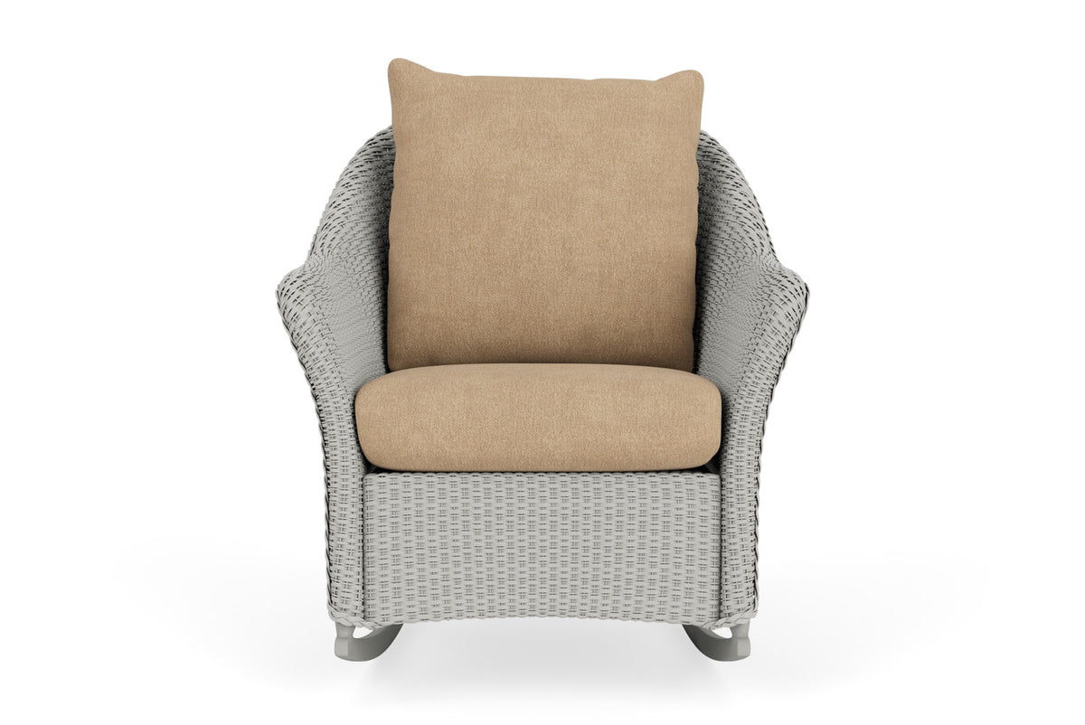 Lloyd Flanders Weekend Retreat Lounge Rocker in Platinum with Hayden Sand fabric