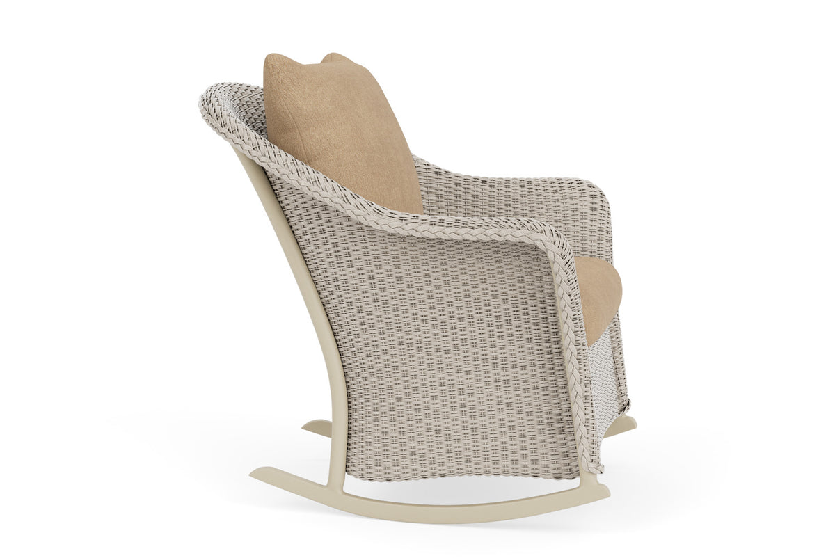 Lloyd Flanders Weekend Retreat Lounge Rocker in Linen with Hayden Sand fabric, view 4