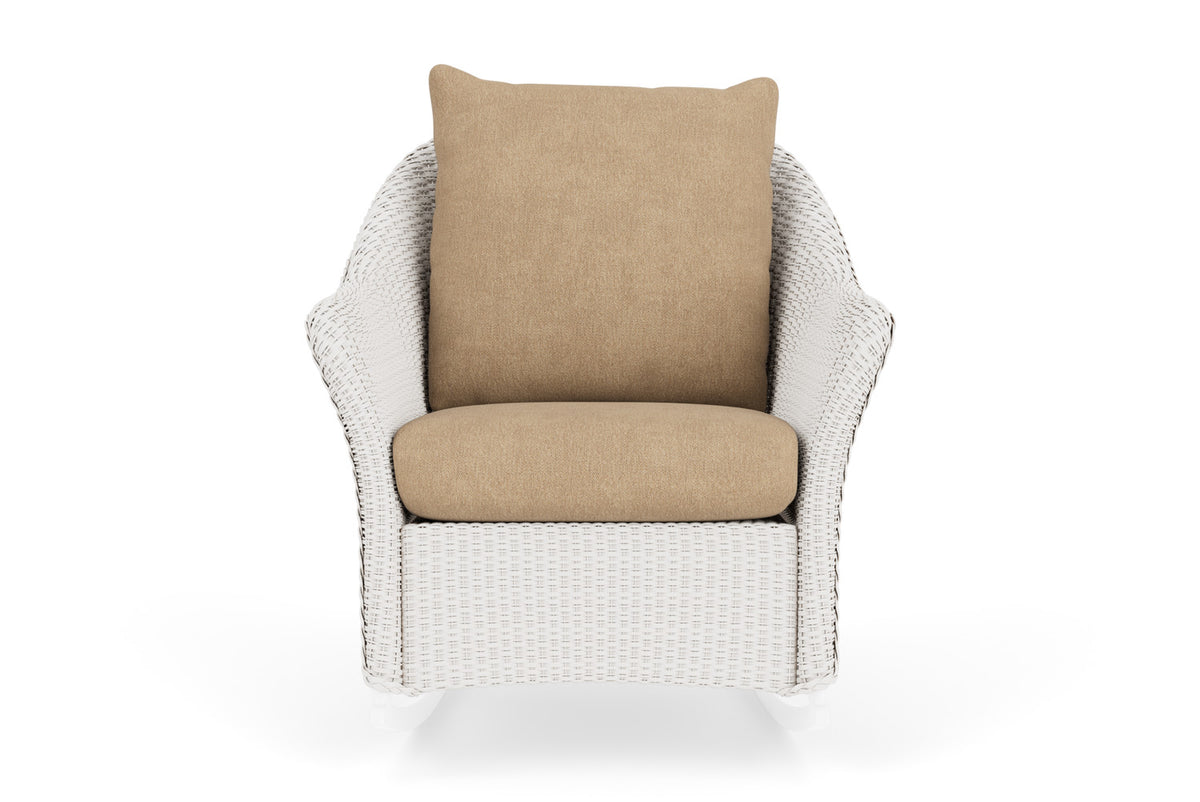 Lloyd Flanders Weekend Retreat Lounge Rocker in White with Hayden Sand fabric