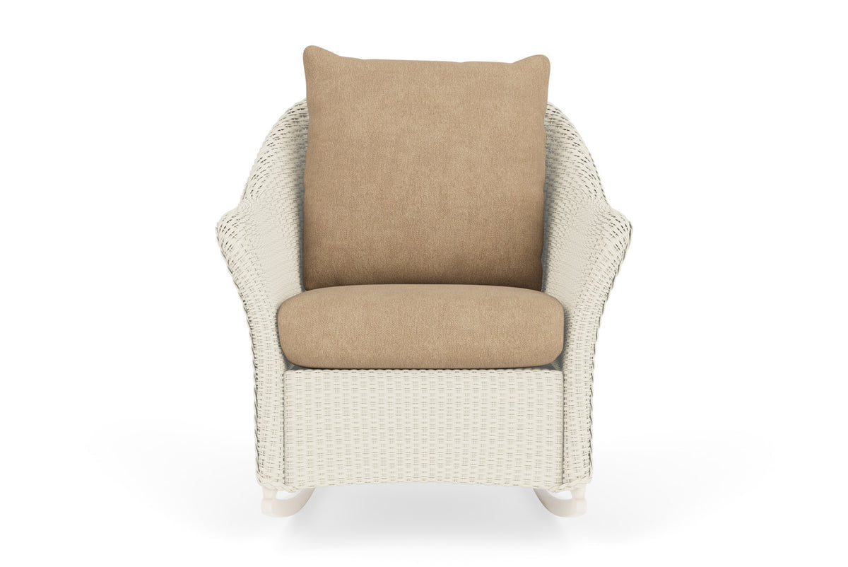 Lloyd Flanders Weekend Retreat Lounge Rocker in Ivory with Hayden Sand fabric