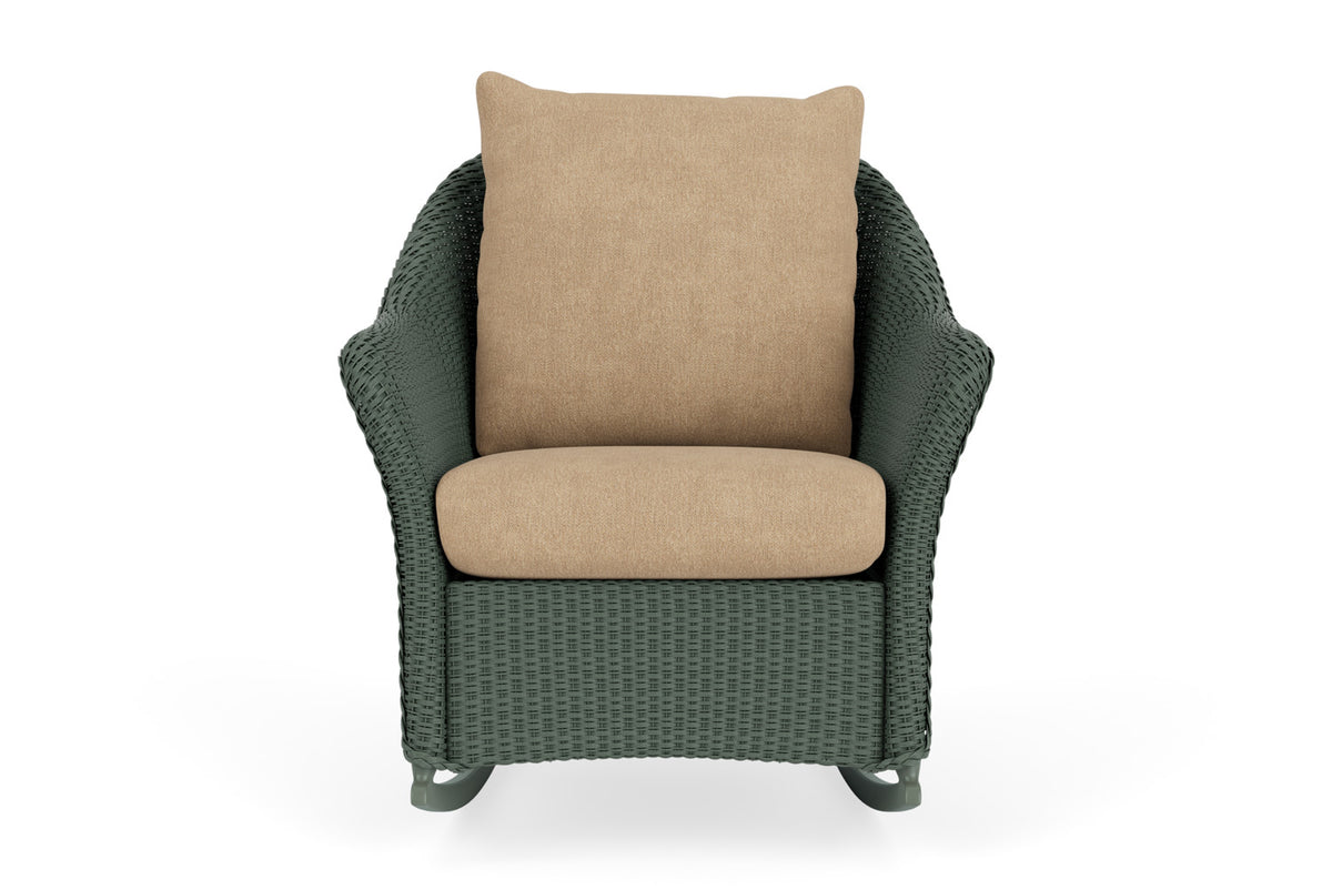 Lloyd Flanders Weekend Retreat Lounge Rocker in Spruce with Hayden Sand fabric