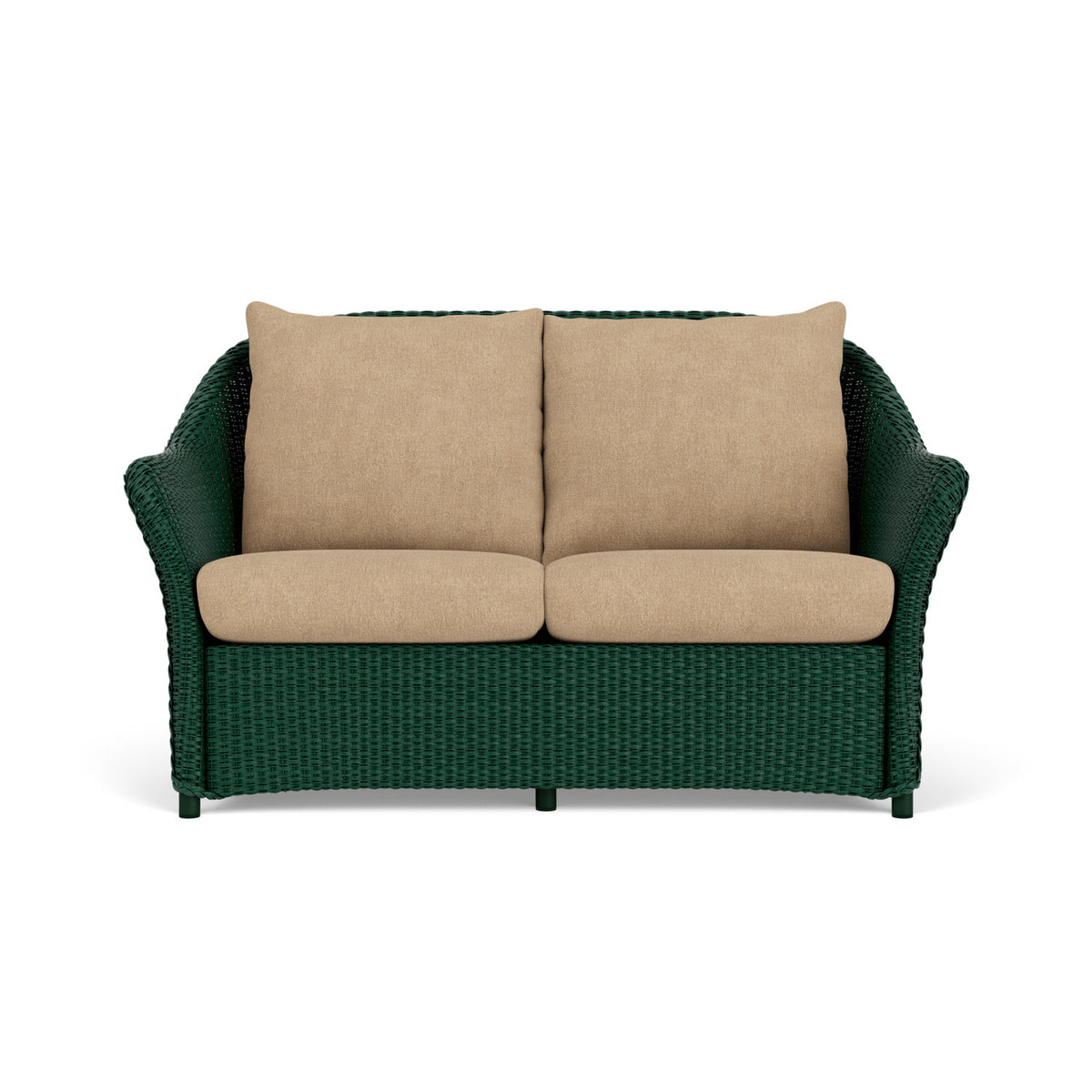 Lloyd Flanders Weekend Retreat Loveseat in Woodland with Hayden Sand fabric