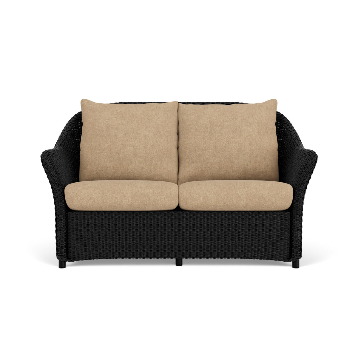 Lloyd Flanders Weekend Retreat Conversation Set in Ebony with Hayden Sand fabric