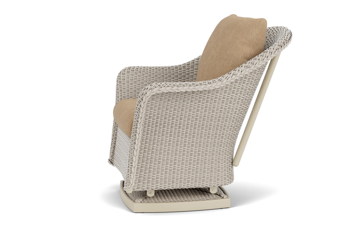 Lloyd Flanders Weekend Retreat Swivel Glider Lounge Chair in Linen with Hayden Sand fabric, view 9
