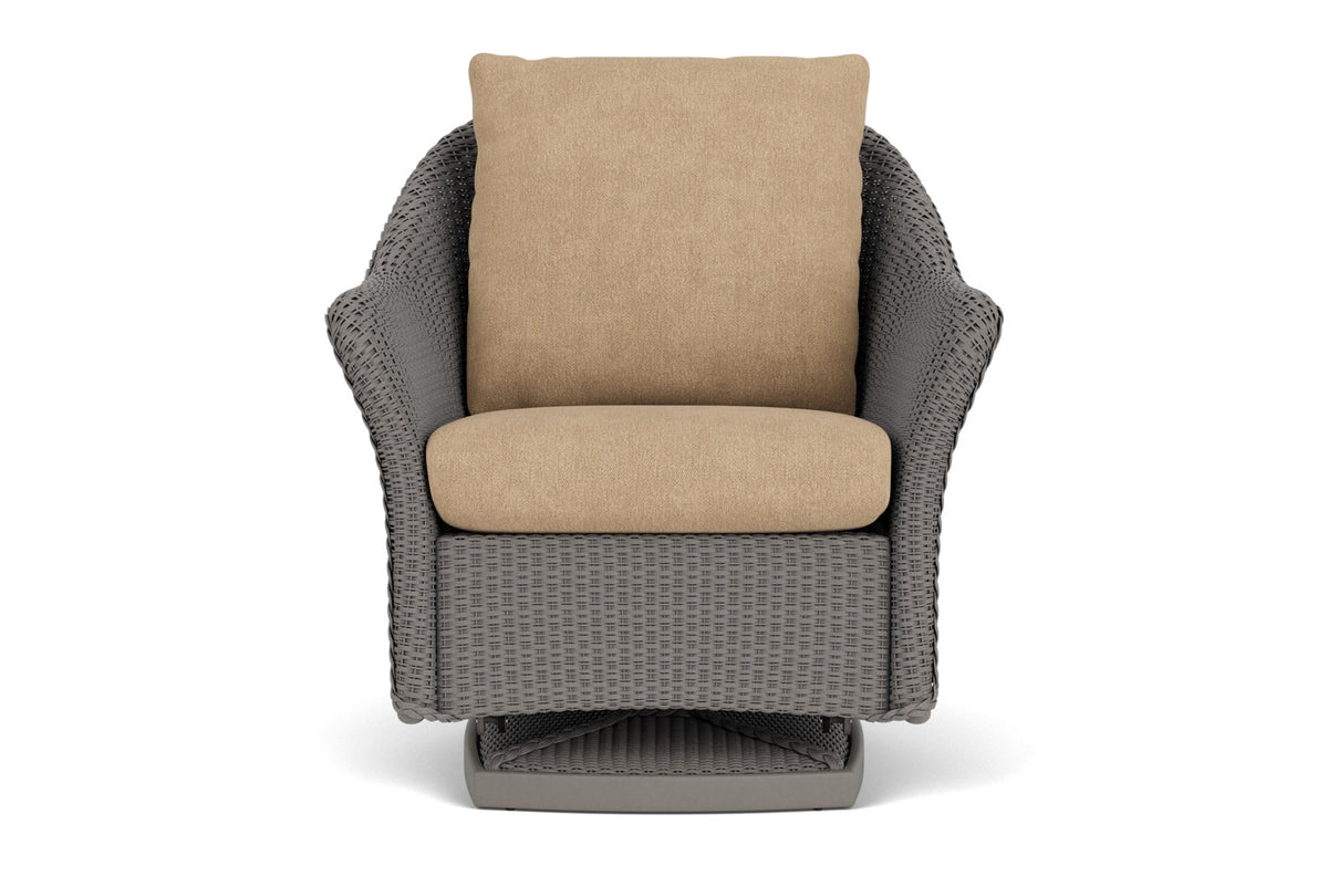 Lloyd Flanders Weekend Retreat Swivel Glider Lounge Chair in Pewter with Hayden Sand fabric