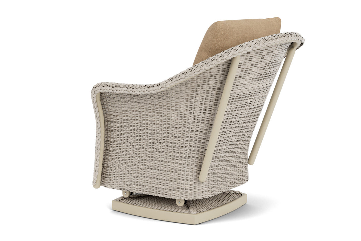 Lloyd Flanders Weekend Retreat Swivel Glider Lounge Chair in Linen with Hayden Sand fabric, view 8