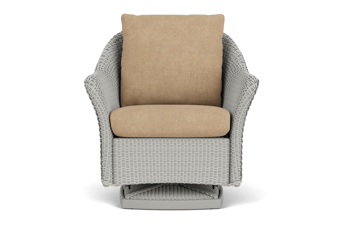 Lloyd Flanders Weekend Retreat Swivel Glider Lounge Chair in Platinum with Hayden Sand fabric