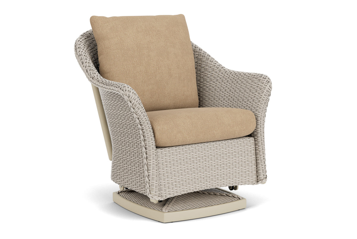 Lloyd Flanders Weekend Retreat Swivel Glider Lounge Chair in Linen with Hayden Sand fabric, view 2